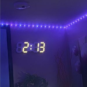 3D Wall Led Clock/Alarm 14.7 inches / Warm light